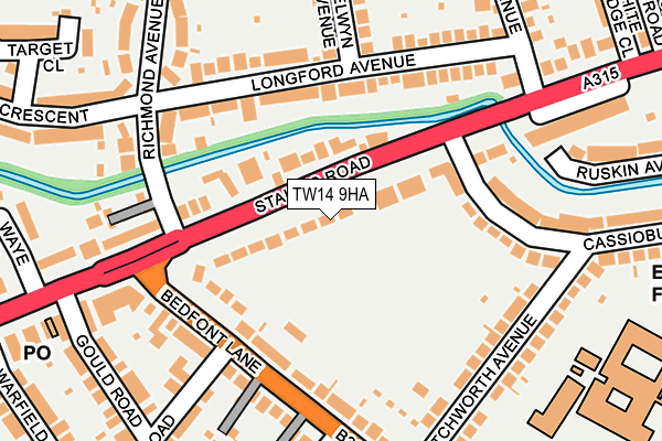 TW14 9HA map - OS OpenMap – Local (Ordnance Survey)