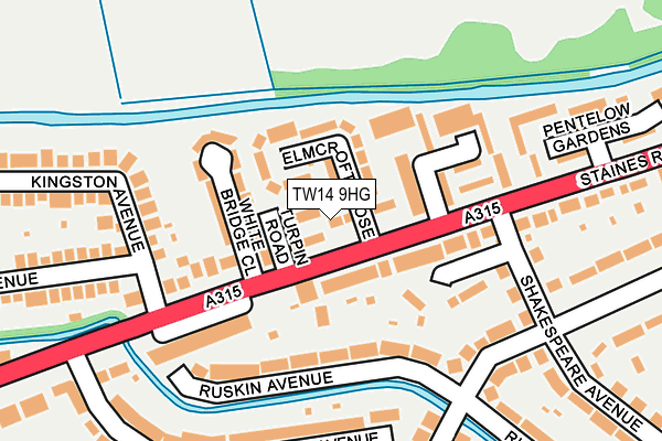 TW14 9HG map - OS OpenMap – Local (Ordnance Survey)