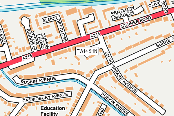 TW14 9HN map - OS OpenMap – Local (Ordnance Survey)