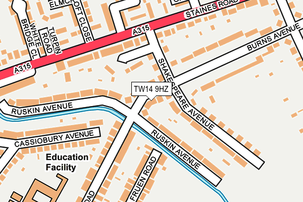 TW14 9HZ map - OS OpenMap – Local (Ordnance Survey)