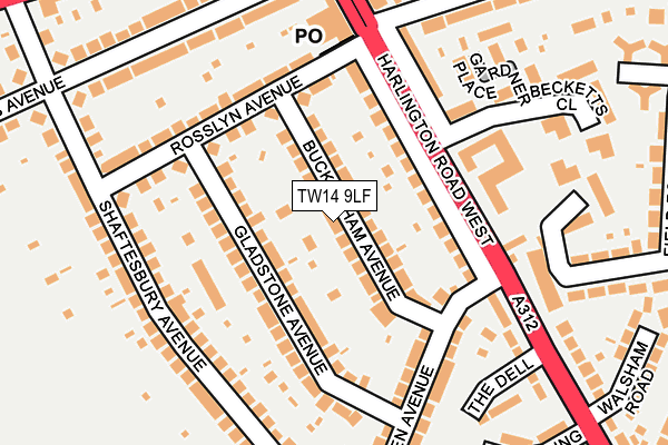 TW14 9LF map - OS OpenMap – Local (Ordnance Survey)