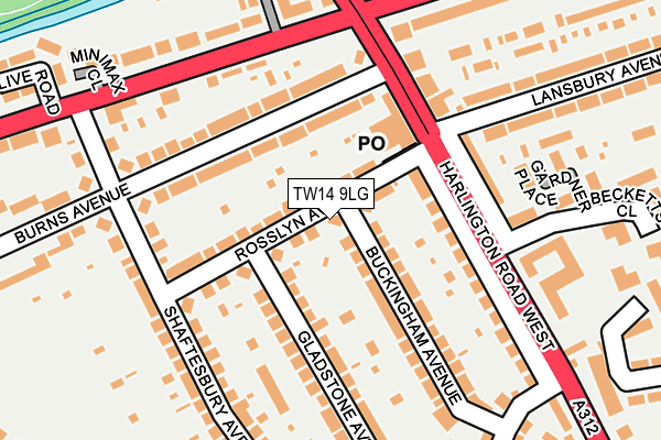 TW14 9LG map - OS OpenMap – Local (Ordnance Survey)