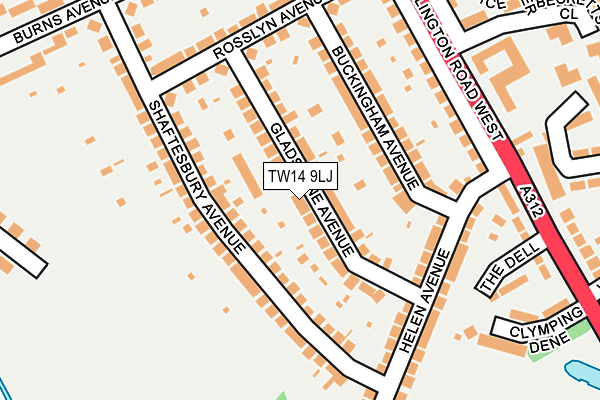 TW14 9LJ map - OS OpenMap – Local (Ordnance Survey)