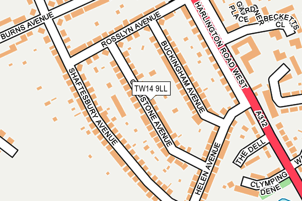 TW14 9LL map - OS OpenMap – Local (Ordnance Survey)