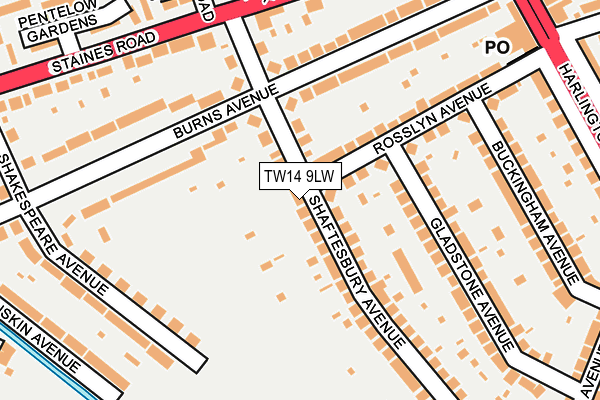 TW14 9LW map - OS OpenMap – Local (Ordnance Survey)