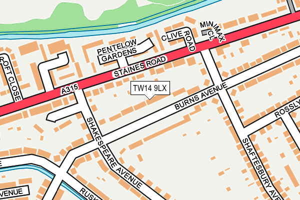 TW14 9LX map - OS OpenMap – Local (Ordnance Survey)