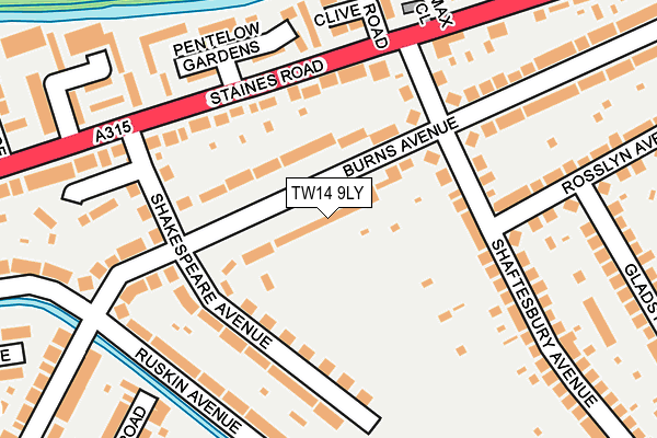 TW14 9LY map - OS OpenMap – Local (Ordnance Survey)