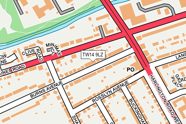 TW14 9LZ map - OS OpenMap – Local (Ordnance Survey)