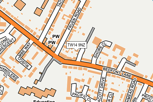 TW14 9NZ map - OS OpenMap – Local (Ordnance Survey)