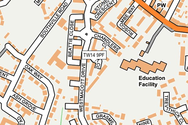 TW14 9PF map - OS OpenMap – Local (Ordnance Survey)