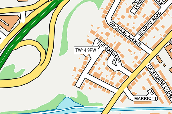 TW14 9PW map - OS OpenMap – Local (Ordnance Survey)