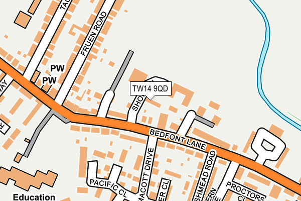 TW14 9QD map - OS OpenMap – Local (Ordnance Survey)
