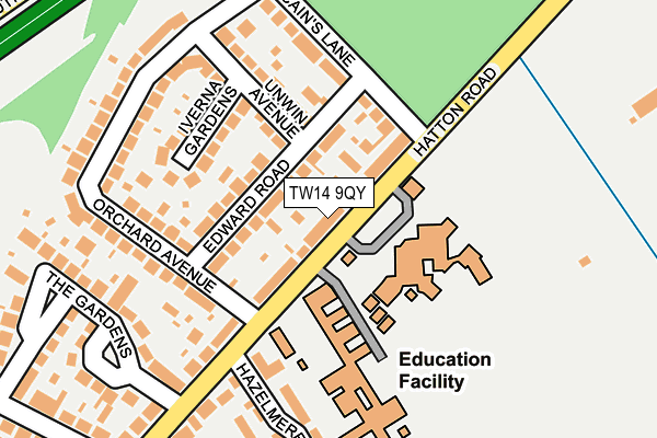 TW14 9QY map - OS OpenMap – Local (Ordnance Survey)