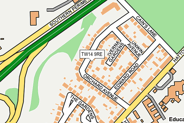 TW14 9RE map - OS OpenMap – Local (Ordnance Survey)