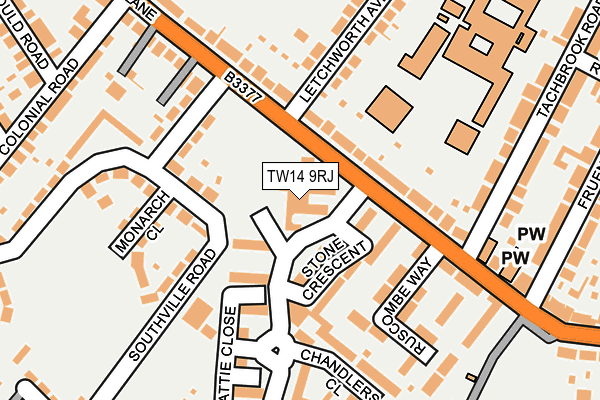 TW14 9RJ map - OS OpenMap – Local (Ordnance Survey)