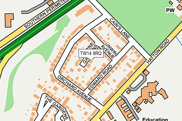 TW14 9RQ map - OS OpenMap – Local (Ordnance Survey)