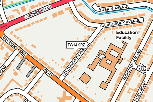 TW14 9RZ map - OS OpenMap – Local (Ordnance Survey)