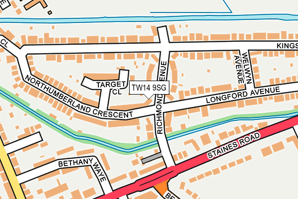 TW14 9SG map - OS OpenMap – Local (Ordnance Survey)