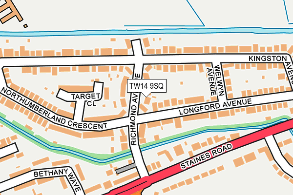 TW14 9SQ map - OS OpenMap – Local (Ordnance Survey)