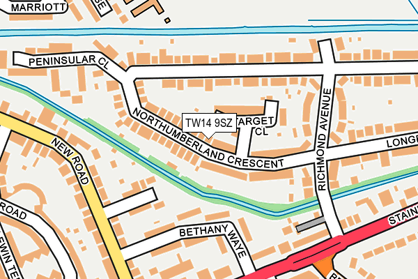 TW14 9SZ map - OS OpenMap – Local (Ordnance Survey)