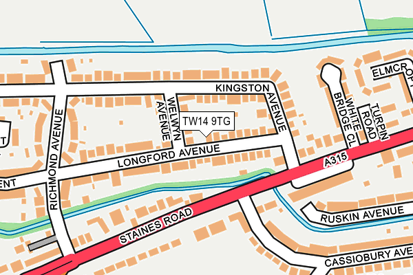 TW14 9TG map - OS OpenMap – Local (Ordnance Survey)