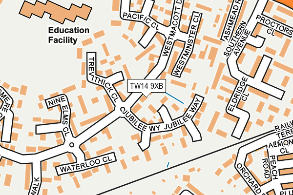 TW14 9XB map - OS OpenMap – Local (Ordnance Survey)