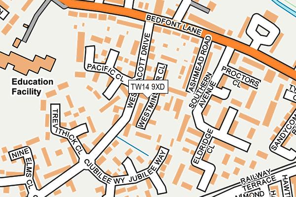 TW14 9XD map - OS OpenMap – Local (Ordnance Survey)