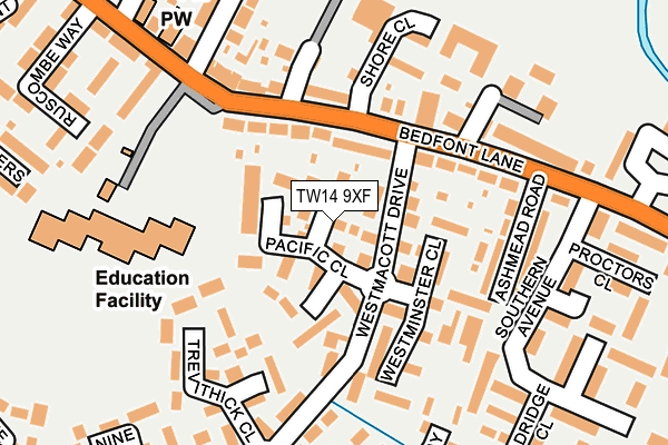 TW14 9XF map - OS OpenMap – Local (Ordnance Survey)