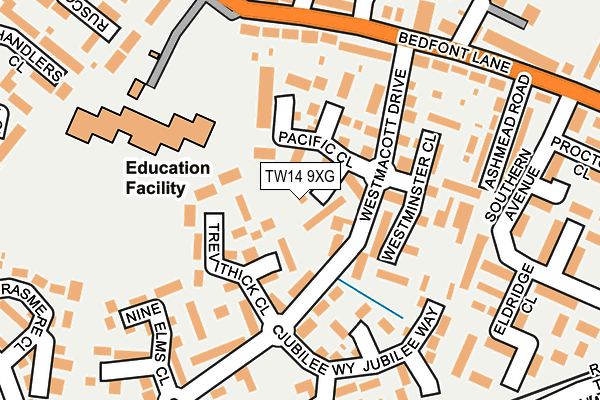 TW14 9XG map - OS OpenMap – Local (Ordnance Survey)