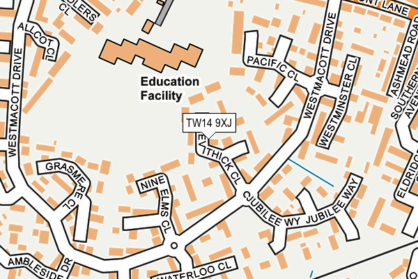 TW14 9XJ map - OS OpenMap – Local (Ordnance Survey)