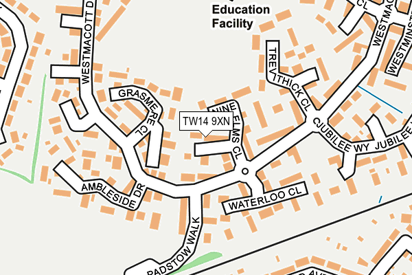 TW14 9XN map - OS OpenMap – Local (Ordnance Survey)
