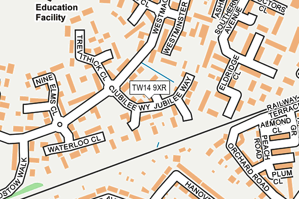 TW14 9XR map - OS OpenMap – Local (Ordnance Survey)