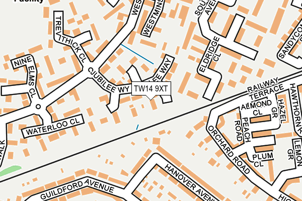 TW14 9XT map - OS OpenMap – Local (Ordnance Survey)