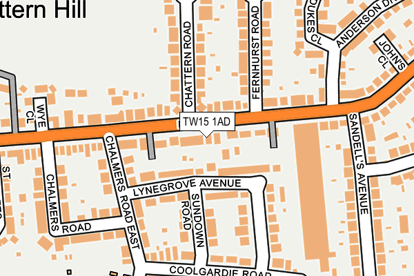TW15 1AD map - OS OpenMap – Local (Ordnance Survey)