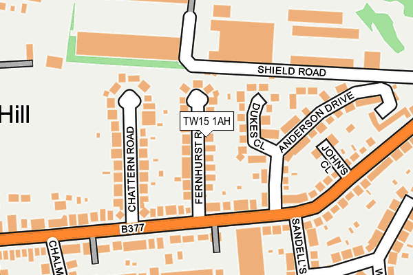 TW15 1AH map - OS OpenMap – Local (Ordnance Survey)