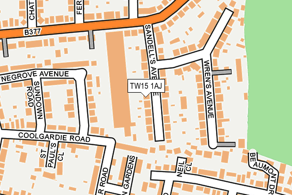 TW15 1AJ map - OS OpenMap – Local (Ordnance Survey)