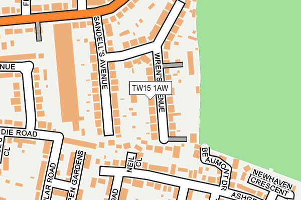 TW15 1AW map - OS OpenMap – Local (Ordnance Survey)