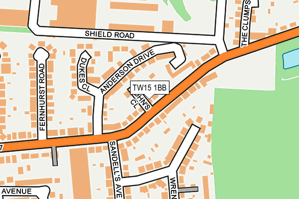 TW15 1BB map - OS OpenMap – Local (Ordnance Survey)