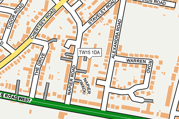 TW15 1DA map - OS OpenMap – Local (Ordnance Survey)