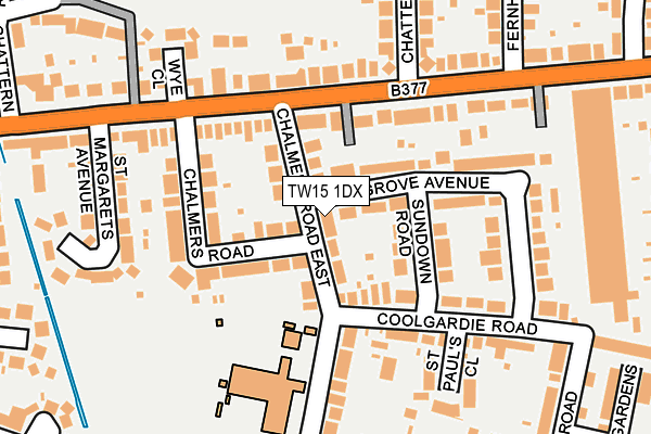 TW15 1DX map - OS OpenMap – Local (Ordnance Survey)