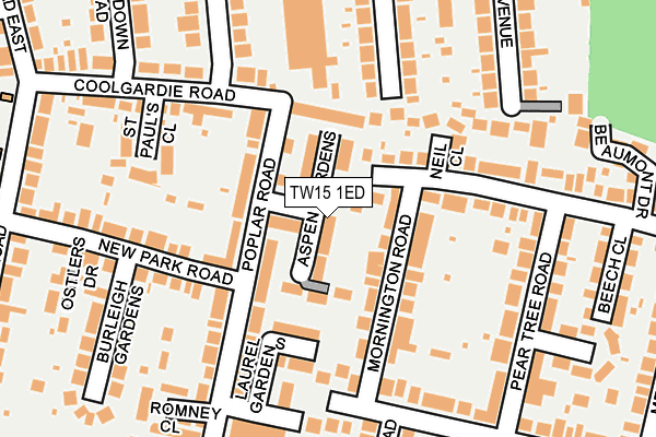 TW15 1ED map - OS OpenMap – Local (Ordnance Survey)