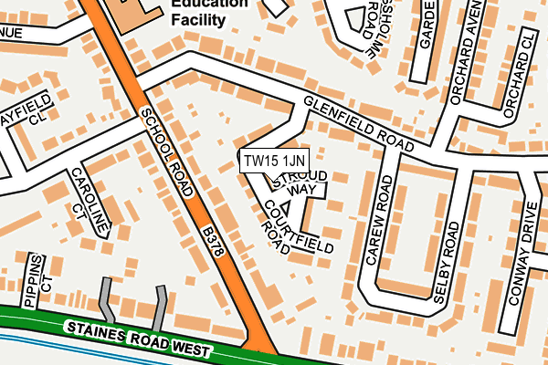 TW15 1JN map - OS OpenMap – Local (Ordnance Survey)