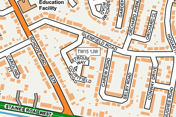 TW15 1JW map - OS OpenMap – Local (Ordnance Survey)