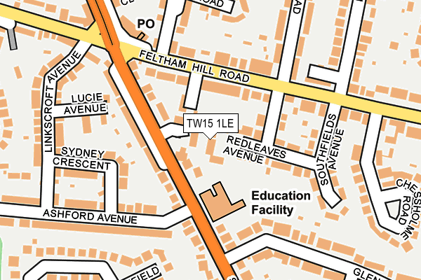 TW15 1LE map - OS OpenMap – Local (Ordnance Survey)