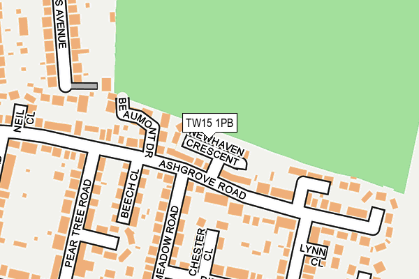 TW15 1PB map - OS OpenMap – Local (Ordnance Survey)