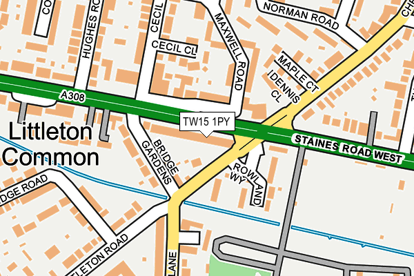 TW15 1PY map - OS OpenMap – Local (Ordnance Survey)