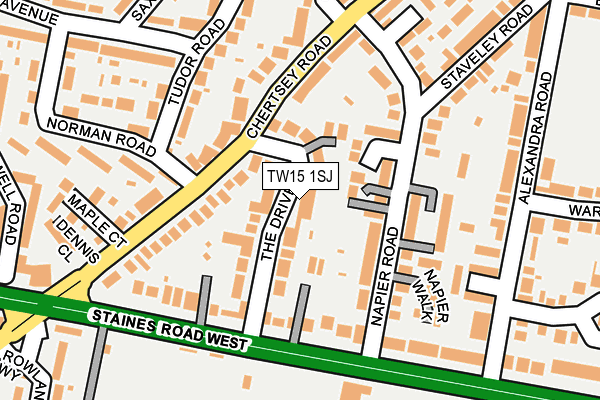 TW15 1SJ map - OS OpenMap – Local (Ordnance Survey)