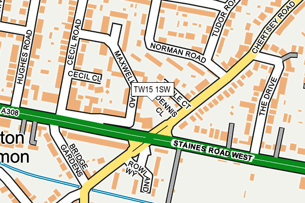 TW15 1SW map - OS OpenMap – Local (Ordnance Survey)