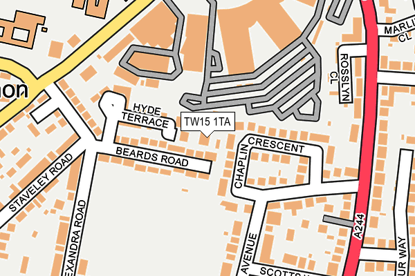 TW15 1TA map - OS OpenMap – Local (Ordnance Survey)