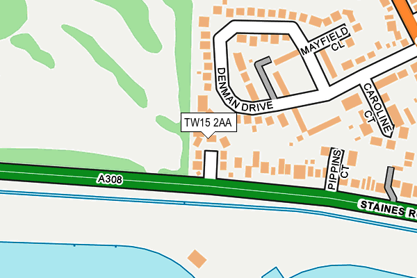 TW15 2AA map - OS OpenMap – Local (Ordnance Survey)